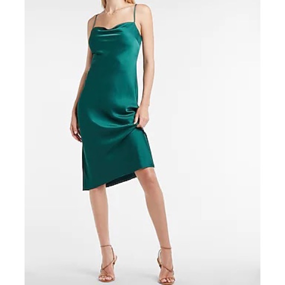 Express | Dresses | Express Satin Cowl Neck Midi Slip Dress Size M Nwt |  Poshmark